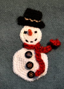 Crochet snowman appliqué